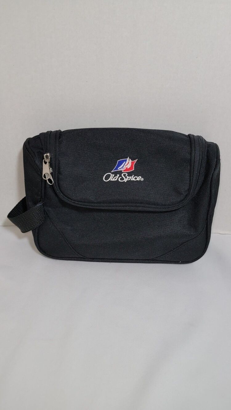 Old Spice Toiletry Bag Black Nylon Travel Shaving Dopp Kit